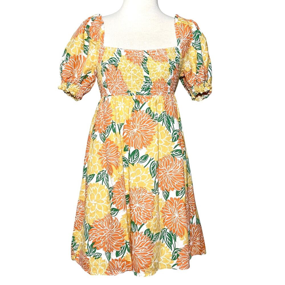 House of Harlow SZ XS Linen Dress with Orange Yellow Details - Picture 2 of 9